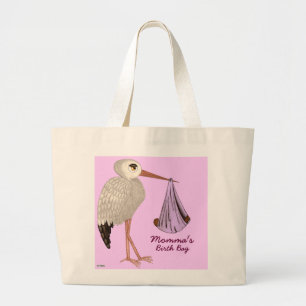 Klassischer Storch (Rosa) 2 (Babyparty) Jumbo Stoffbeutel