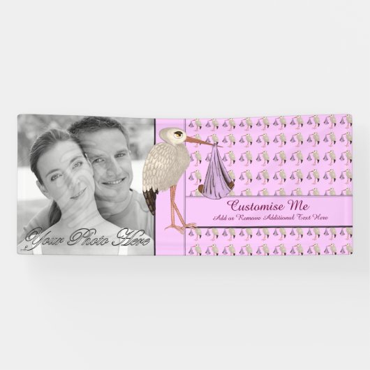 Klassischer Storch (unterwegs Baby) Rosa 2 Banner (Horizontal)