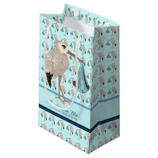 Klassischer Stork (blau) 2 Kleine Geschenktüte (Vorderseite Schrägansicht)