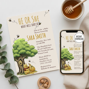 Klassischer Storybook Bär "Was wird Baby Biene" Ba Einladung