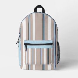 Klassischer Streifen Beige, weiß und blau  Bedruckter Rucksack