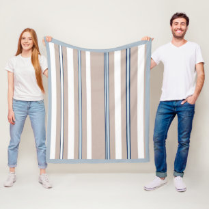 Klassischer Streifen Beige, weiß und blau Fleecedecke