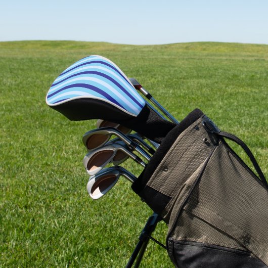Klassischer Streifen | Blau, Türkis und Weiß Golf Headcover (In SItu)