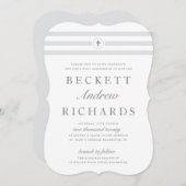 Klassischer Streifen erste heilige Kommunion Einla Einladung (Vorne/Hinten)