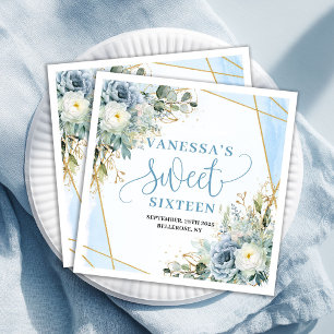 Klassischer süßer 16. Wasserfarben-Blumen-Goldrahm Serviette