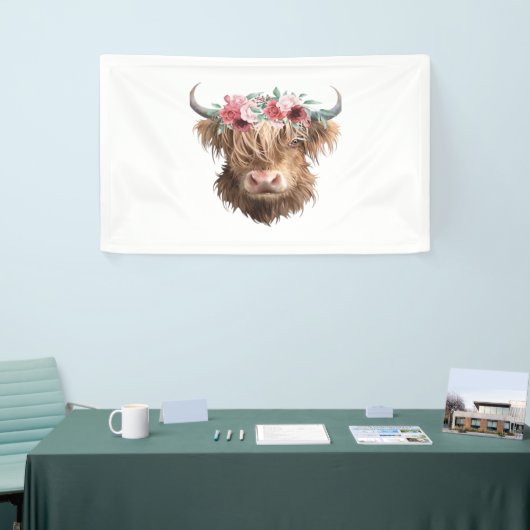 Klassischer T - Shirt für Hochland-Kuh-Malerei Banner (Messeveranstaltung)