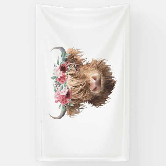 Klassischer T - Shirt für Hochland-Kuh-Malerei Banner (Vertikal)