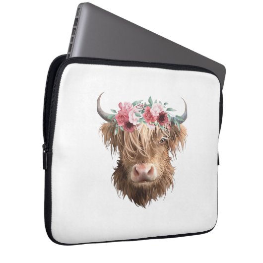 Klassischer T - Shirt für Hochland-Kuh-Malerei Laptopschutzhülle (Vorne Rechts)