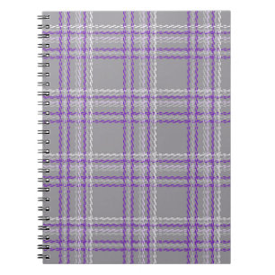 Klassischer Tartan kariert. Grau, lila Notizblock