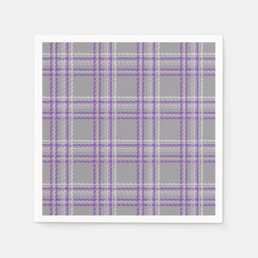 Klassischer Tartan kariert. Grau, lila Serviette (Vorderseite)