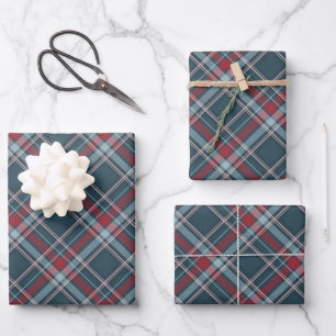 Klassischer Tartan Kariert Red Aquamarin Green Chr Geschenkpapier Set