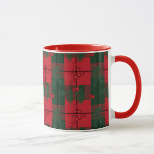 Klassischer Tartan-Karo-Weihnachtsblatt-Muster-Bec Tasse