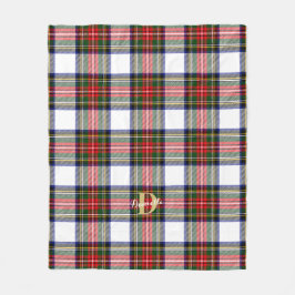 Klassischer Tartan Muster Monogram Name Weihnachte Fleecedecke