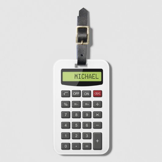 Klassischer Taschenrechner mit Name-Blick Gepäckanhänger (Vorderseite Vertikal)