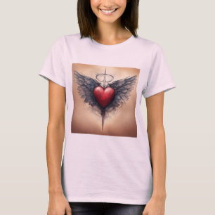 Klassischer Tattoo-Inspirierter Kupid Heart T - Sh T-Shirt