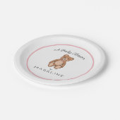 Klassischer Teddy Bear Pink White Baby Dusche Pappteller (Schrägansicht)