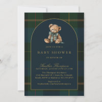 Klassischer Teddybär Grün & Blau Kariert Baby Show