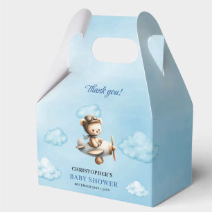 Klassischer Teddybär-Pilot Blau Braun Jungen Dusch Geschenkschachtel