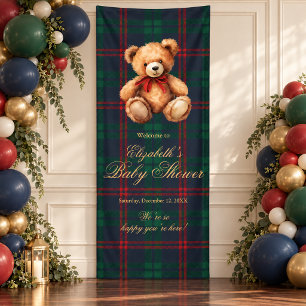 Klassischer Teddybär Preppy-Baby-Party-Willkommen Banner
