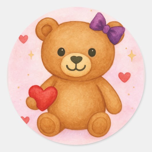 Klassischer Teddybär Runder Aufkleber (Vorderseite)