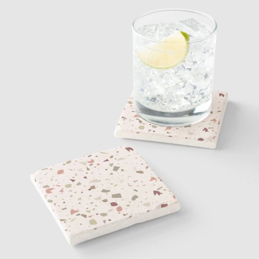 Klassischer Terrazzo-Marmorboden Steinuntersetzer (Seitenansicht)