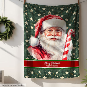 Klassischer Text des Santa Watercolor-Blankets Fleecedecke