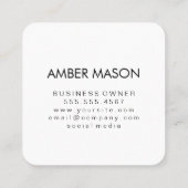 Klassischer Text Einfach Minimalistisch Quadratische Visitenkarte (Rückseite)