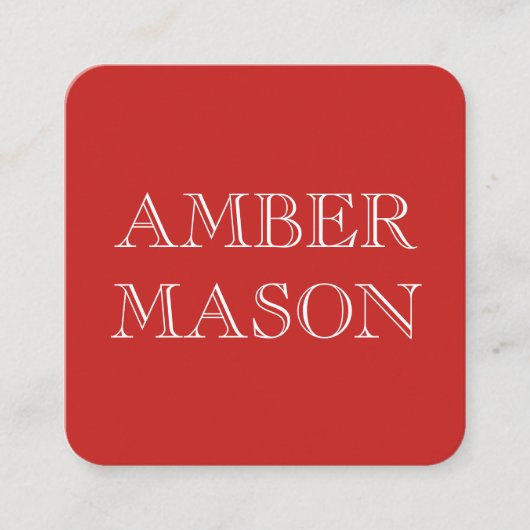 Klassischer Text Einfache Minimalistische rote Far Quadratische Visitenkarte (Vorderseite)