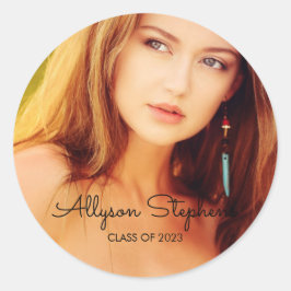 Klassischer Text schwarz - Foto-Abschluss Runder Aufkleber