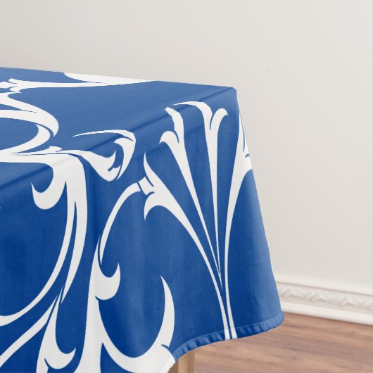 Klassischer Tiefblau und weißer Damast Tischdecke (Beispiel)