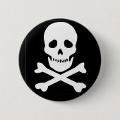 klassischer Totenkopf mit gekreuzter Knochen Button (Vorderseite)
