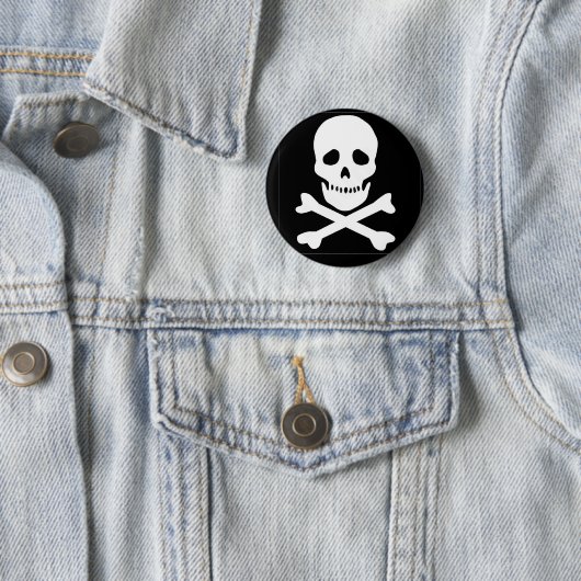 klassischer Totenkopf mit gekreuzter Knochen Button (Beispiel)