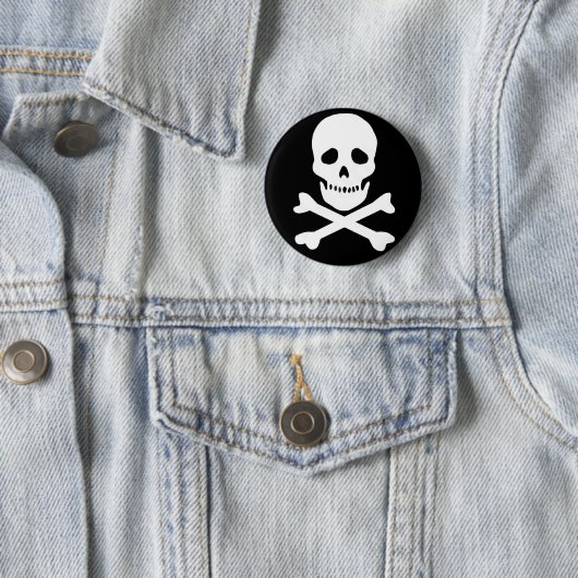 klassischer Totenkopf mit gekreuzter Knochen Button (Beispiel)