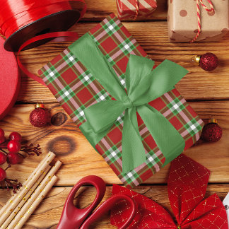 Klassischer traditioneller dunkelgrüner Gingham Geschenkpapier