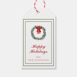 Klassischer Traditioneller Weihnachtskranz Kariert Geschenkanhänger