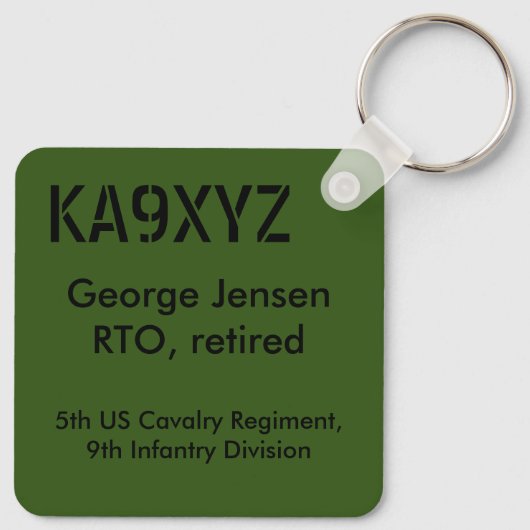 Klassischer tragbarer Transceiver AN/VRC-77 Schlüsselanhänger (Rückseite)