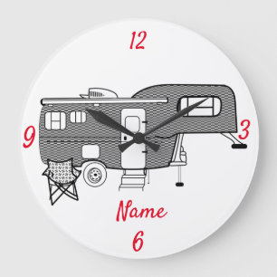 Klassischer Trailer Caravan Thunder_Cove Große Wanduhr