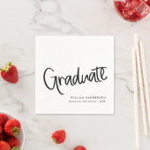 Klassischer Trendy Script Black & White Abschluss Serviette (Beispiel)