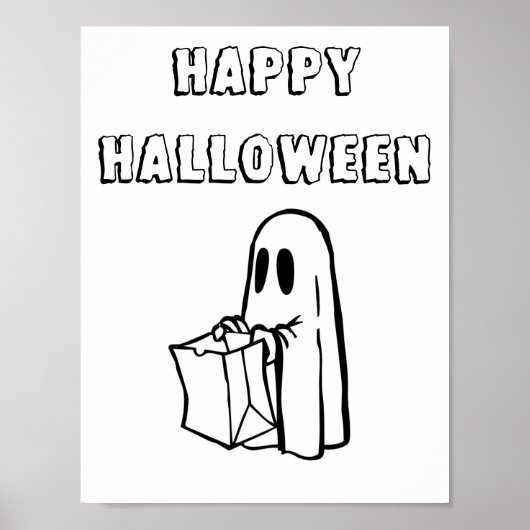 Klassischer Trick oder Ghost Schwarz und Weiß beha Poster (Vorne)