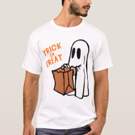 Klassischer Trick-or-Treat-Geist-Cartoon-Grafik T-Shirt