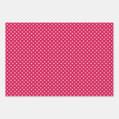 Klassischer Tupfen Weiß - Himbeere Geschenkpapier Set (Vorderseite)