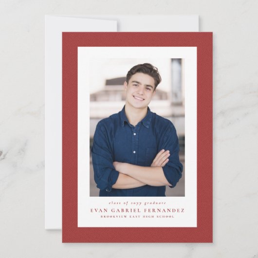 Klassischer Tweed-Rahmen, roter Foto Abschluss Ankündigung (Vorderseite)