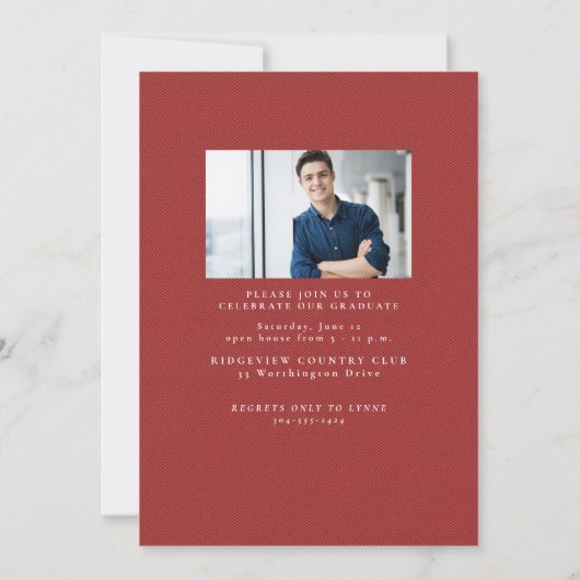 Klassischer Tweed-Rahmen, roter Foto Abschluss Ankündigung (Rückseite)