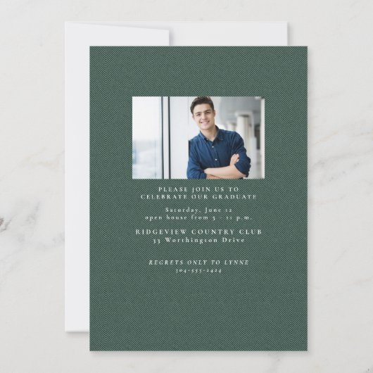 Klassischer Tweed-Rahmen, schlichtes grünes Foto A Ankündigung (Rückseite)