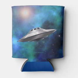 Klassischer UFO Flying Saucer in der Weltraumgalax Dosenkühler