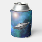 Klassischer UFO Flying Saucer in der Weltraumgalax Dosenkühler (Kanne Rückseite)