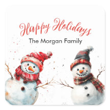 Klassischer und festlicher Wasserfarbenschneemann