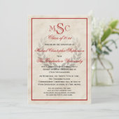 Klassischer Uni-Abschluss für Marmorwreath Monogra Einladung (Stehend Vorderseite)