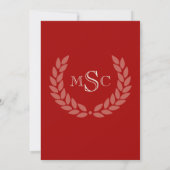 Klassischer Uni-Abschluss für Marmorwreath Monogra Einladung (Rückseite)