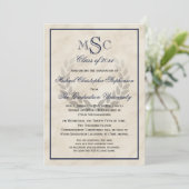 Klassischer Uni-Abschluss für Marmorwreath Monogra Einladung (Stehend Vorderseite)